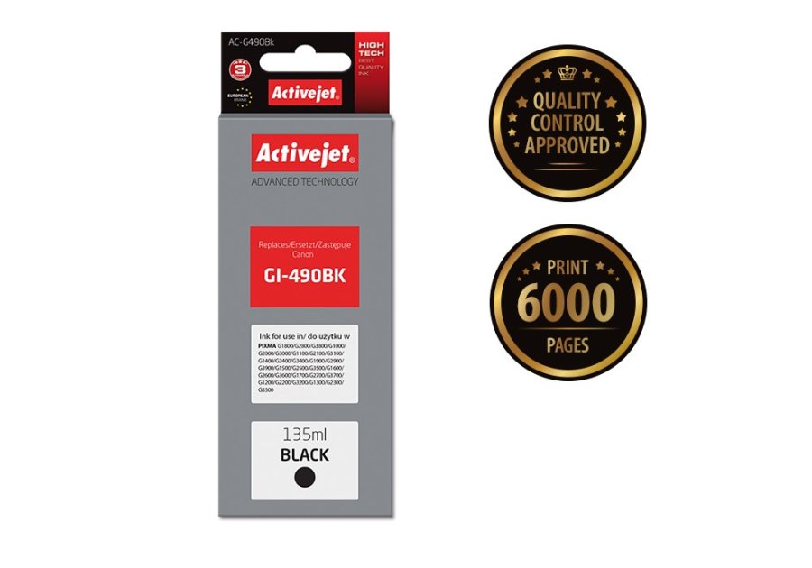 Activejet AC-G490Bk (erstatning for Canon GI-490BK; Supreme; 135 ml; sort) #2