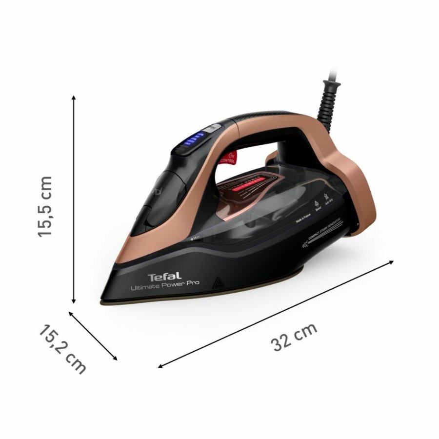 Tefal Ultimate Power Pro FV9E50 Tr & dampstrygejern Durilium AirGlide Autoclean soleplate 3200 W Sort, Kobberfarve #3