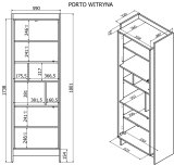 Cama PORTO 59x38x180 vitrineskab eg/sort #10