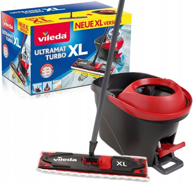 Mop with Bucket Vileda Ultramat Turbo XL Sort Rd Mikrofiber #1