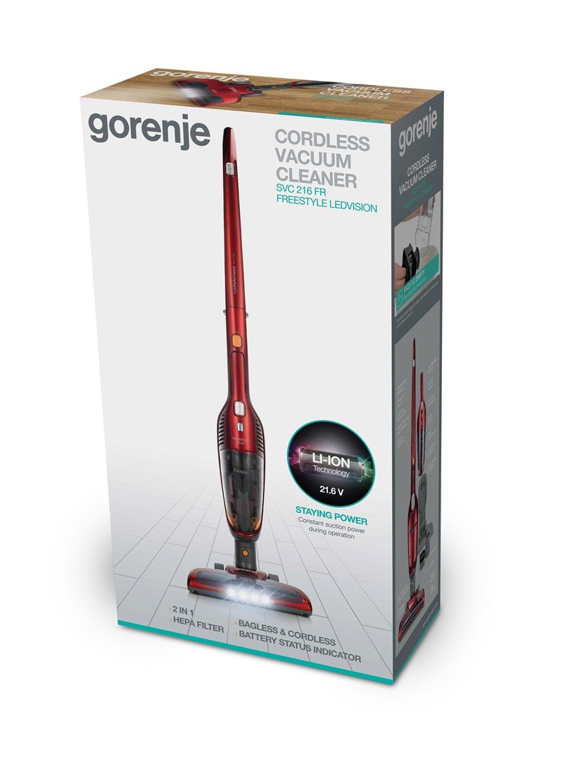 Gorenje SVC216FR stav stvsuger & elektrisk kost 2-i-1 stangstvsuger Batteri Dry HEPA Posels 0,6 L Rd #10