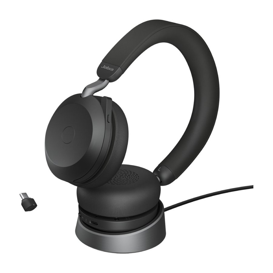 Jabra Evolve2 75 Headset Kabel & trdls Opkald/musik USB Type-C Bluetooth Opladningsstativ Sort #5