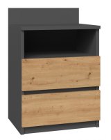 Topeshop M1 ANTRACYT/ARTISAN sengelampe & sengebord 2 skuffe(r) Egetr #3