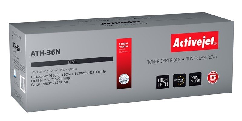 Activejet ATH-36N (erstatning HP 36A CB436A, Canon CRG-713; Supreme; 2000 sider; sort) #1