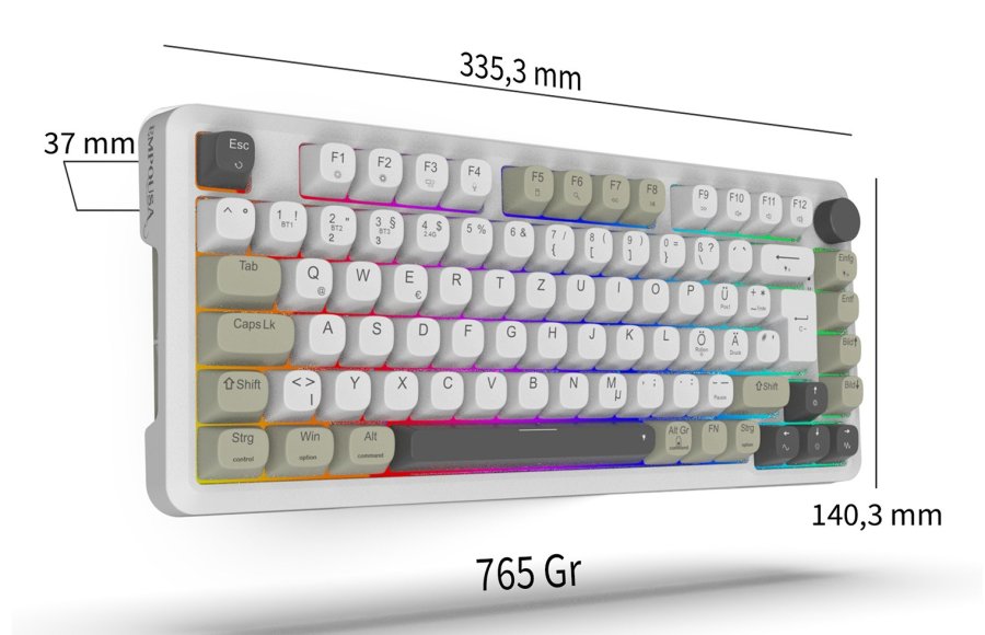 Inca IKG-455 tastatur Spil USB + RF Wireless + Bluetooth QWERTY Tysk Hvid #3