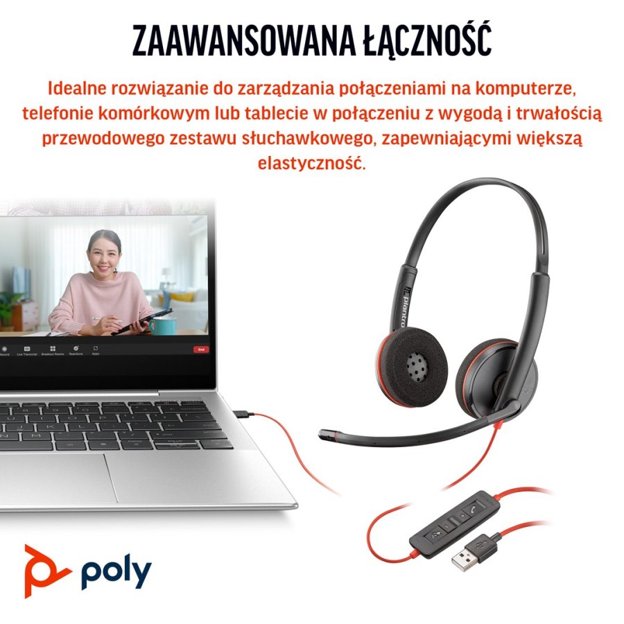 Poly Blackwire 3220 Stereo USB-C Headset +USB-C/A Adapter #3