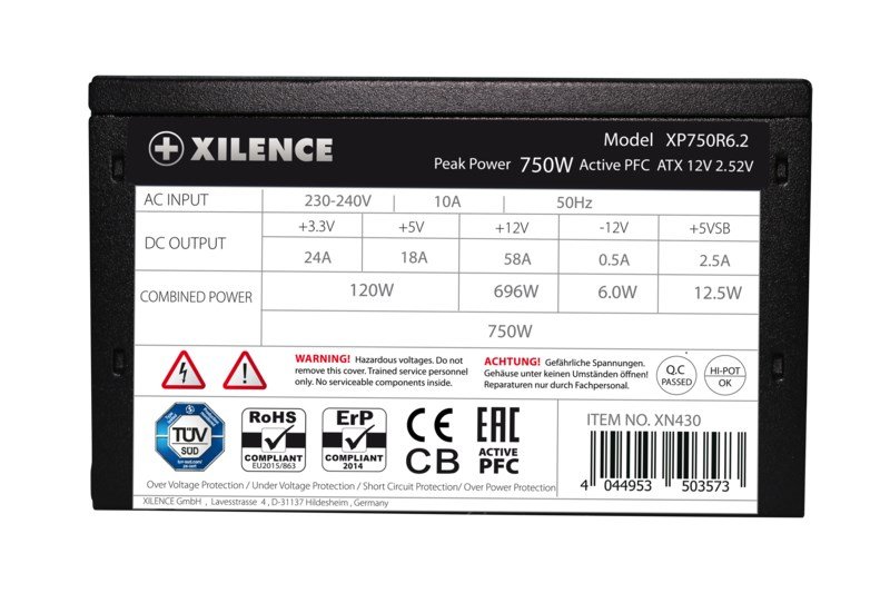Xilence XP750R6.2 enhed til str�mforsyning 750 W 20+4 pin ATX ATX Sort #6