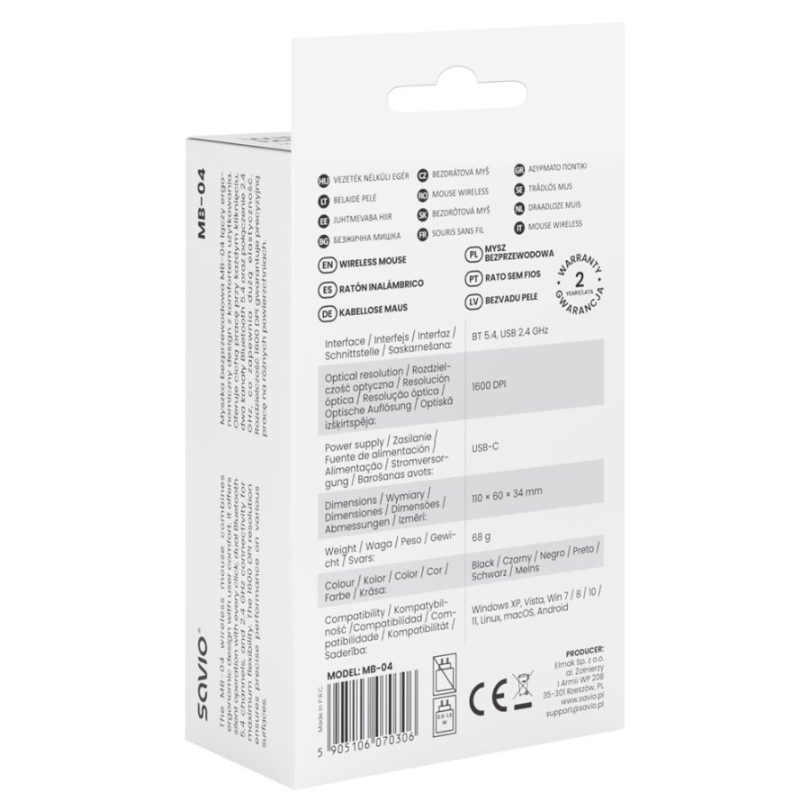 Savio MB-04 mus Universel Ambidextrous Bluetooth IR LED 1600 dpi #6