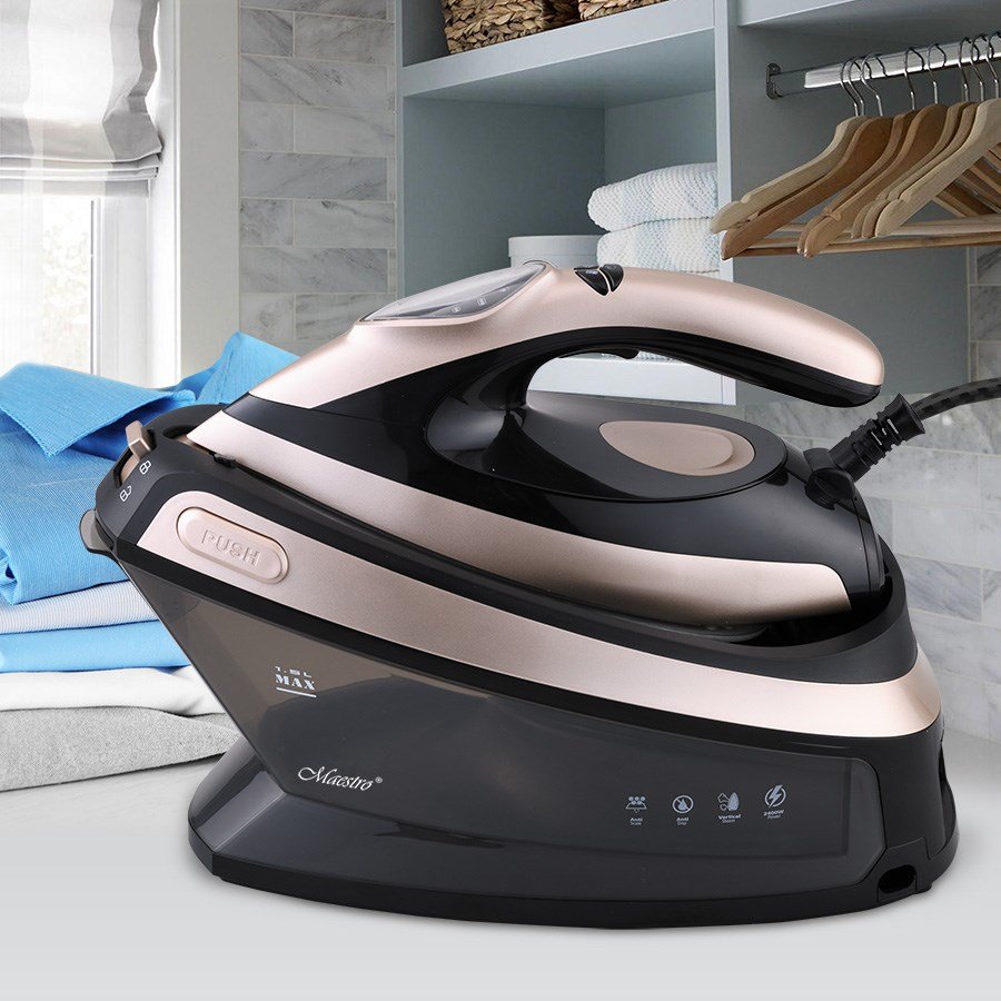 Maestro MR-320C Dampstrygning station 2400 W 1,5 L Keramisk strygesl Sort, Lyserd guld #12