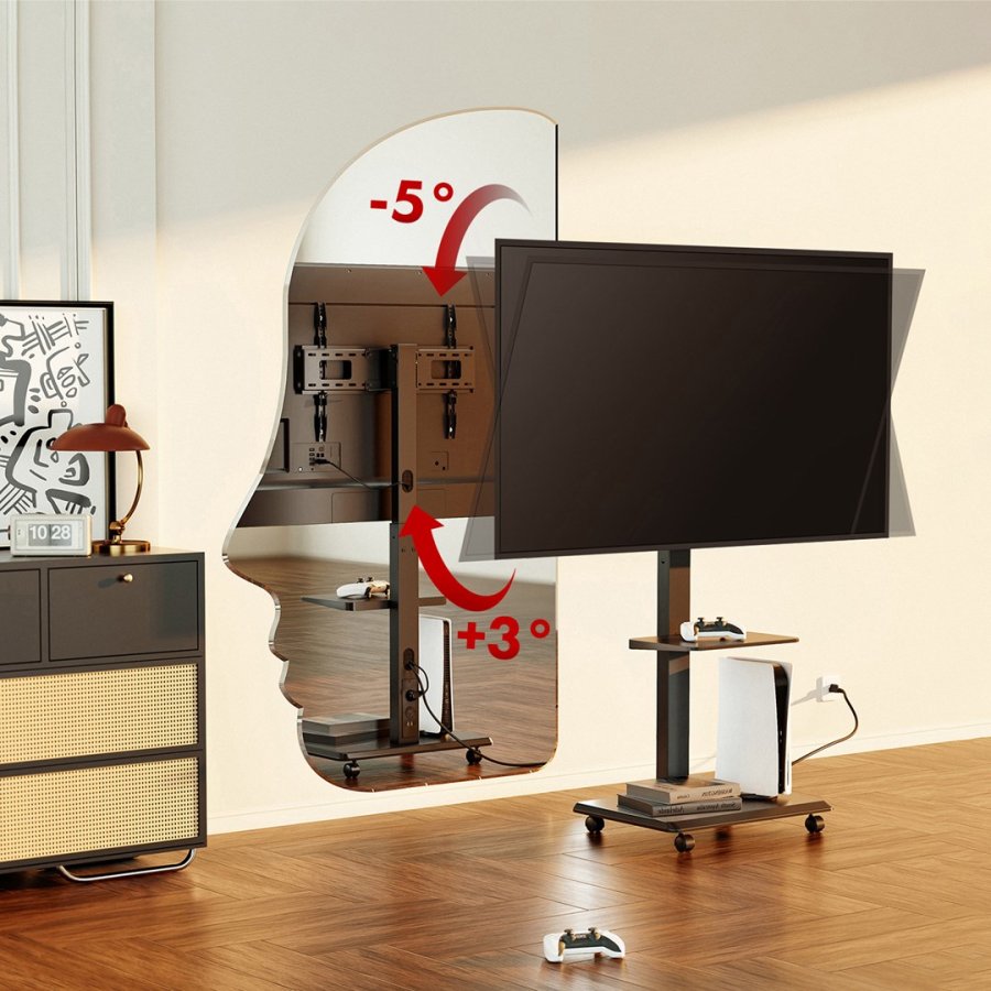 Stativ/vogn til tv Ergo-Office, maks. belastning 50 kg/5 kg hylde, maks. VESA 600x400, indbygget strmskinne, sort, ER-304 B #8