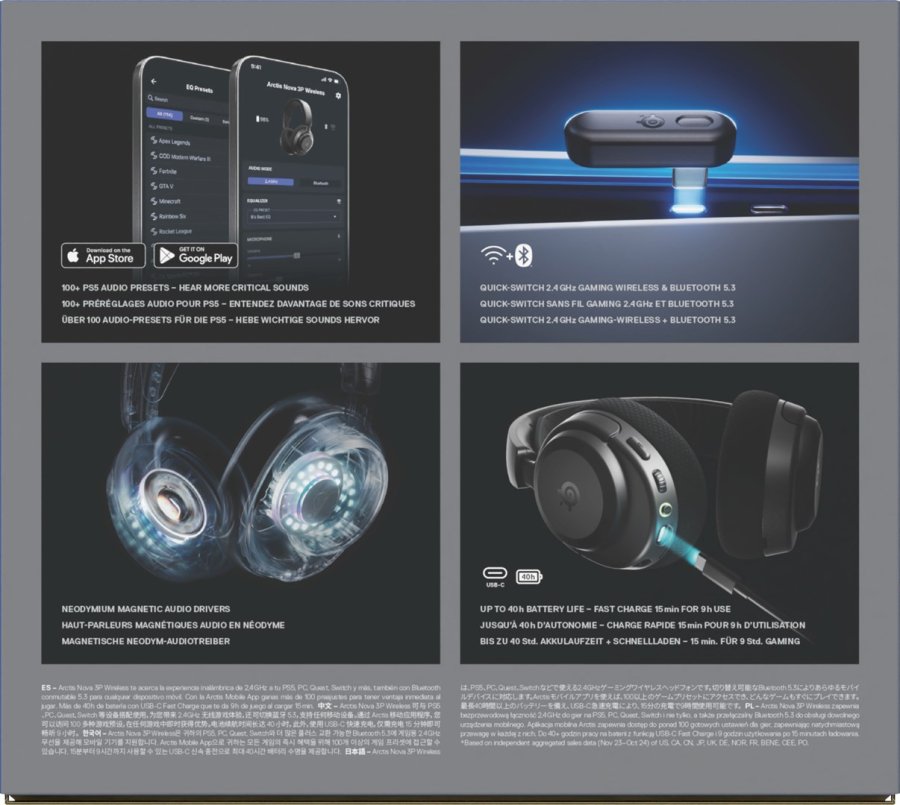 Steelseries Arctis Nova 3P Headset Trdls Musik/hverdag Bluetooth Sort #10