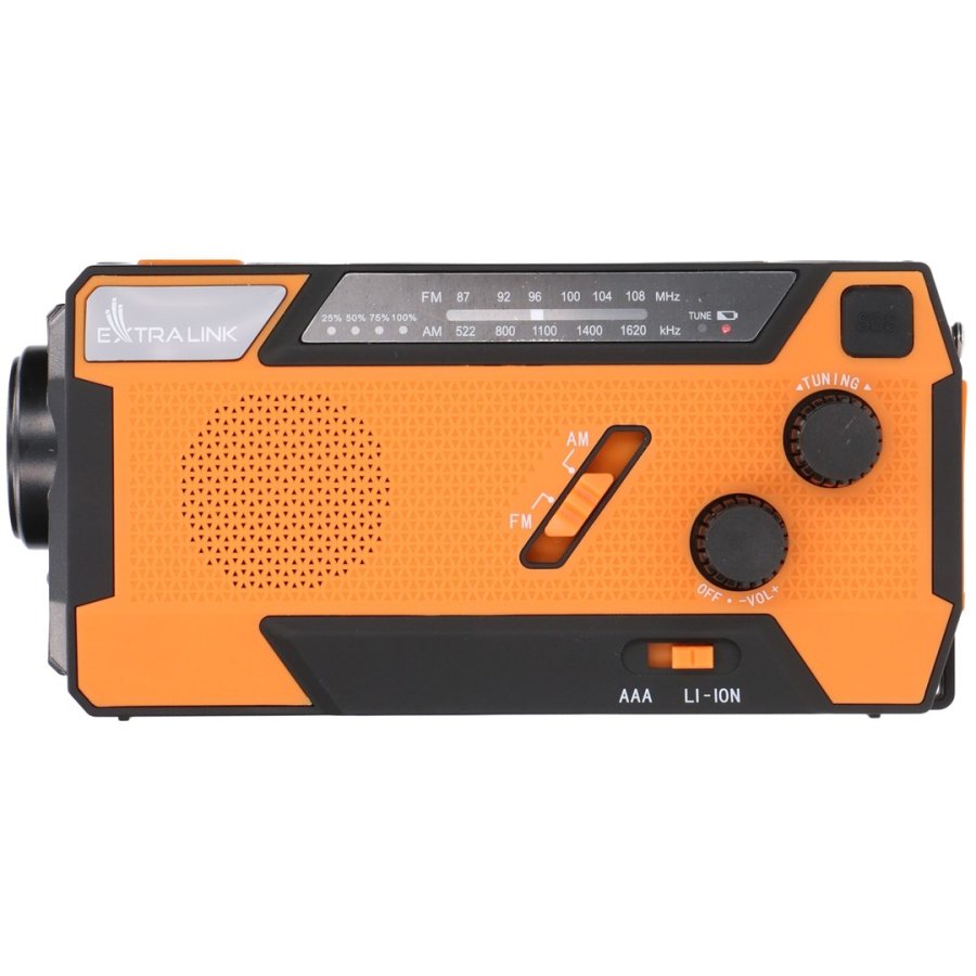 Extralink RADIO AWARYJNE SOLARNE Z KORBKA DYNAMO POWERBANK 4000MAH Z LATARKA SOS SR-4000 B�rbar Analog Sort, Orange #51