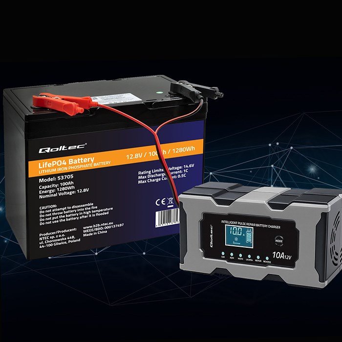 Qoltec 52493 Lader 12V 10A | Ensretter med reparationsfunktion til AGM GEL LiFePO4 batteri | LCD #5
