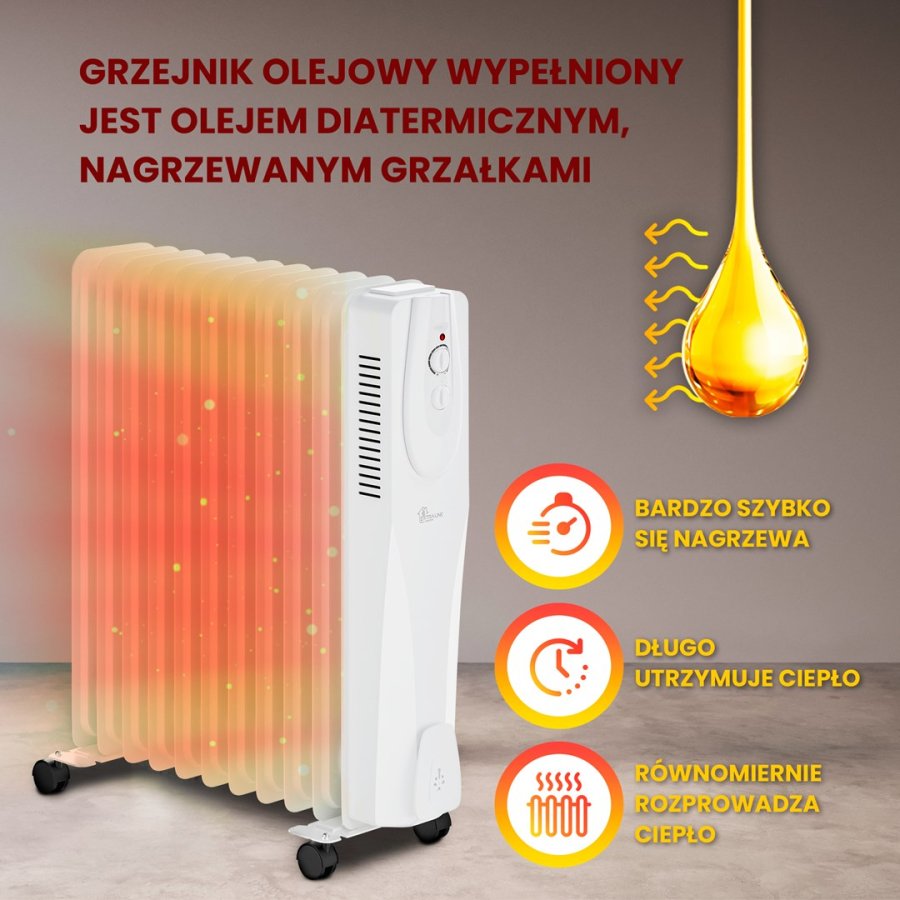 Extralink EX.30622 varmeapparat Indendrs Hvid 2500 W Olie elektrisk omrdevarmer #25