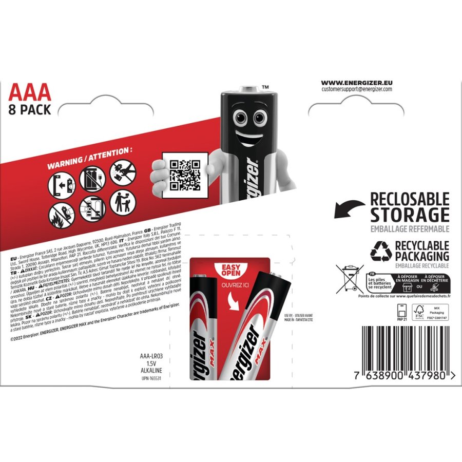 BATTERIER ENERGIZER MAX AAA LR03 /8 ECO #3