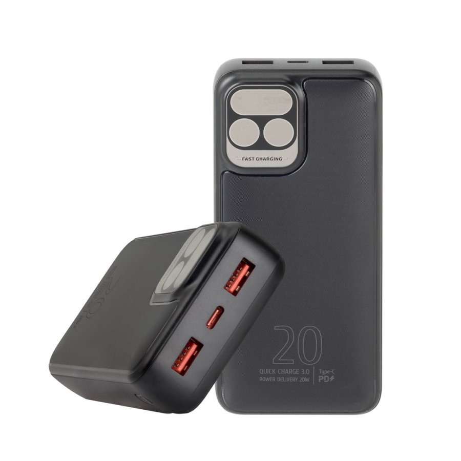 Powerbank RIVACASE 20000 mAh USB-C 20W + LCD sort (1x I/O USB-C PD 18W / PD 20W, 2x USB-A QC 3.0 18W, LCD, sort) #10