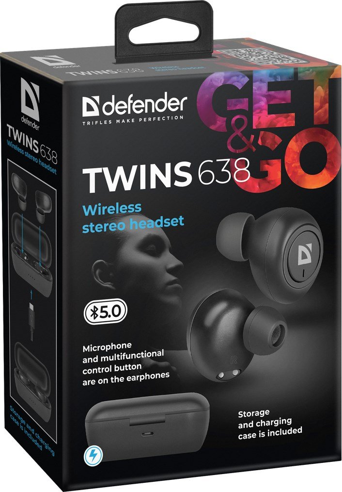 Bluetooth hovedtelefoner Defender Twins 638 Sort #9