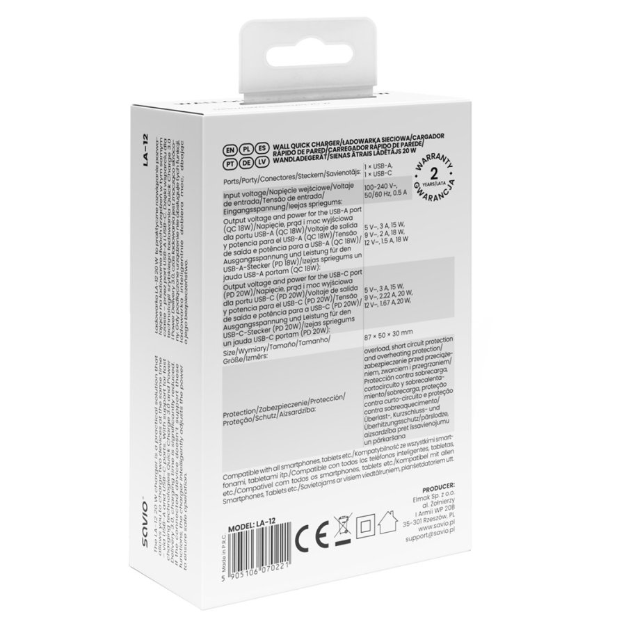 Savio LA-12 oplader til mobil enhed Universel Hvid Vekselstrm Hurtig opladning Indendrs #8