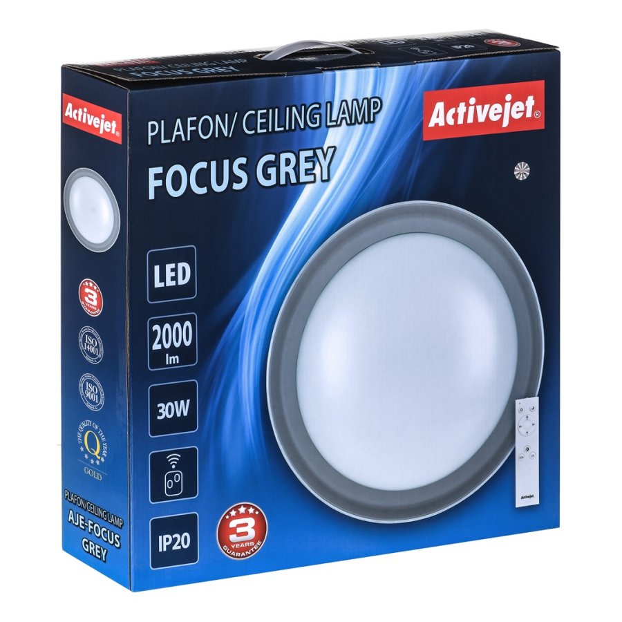 Activejet Plafon LED AJE-FOCUS Grey + pilot loftbelysning Gr� Ikke-udskiftelig p�re(r) G #12