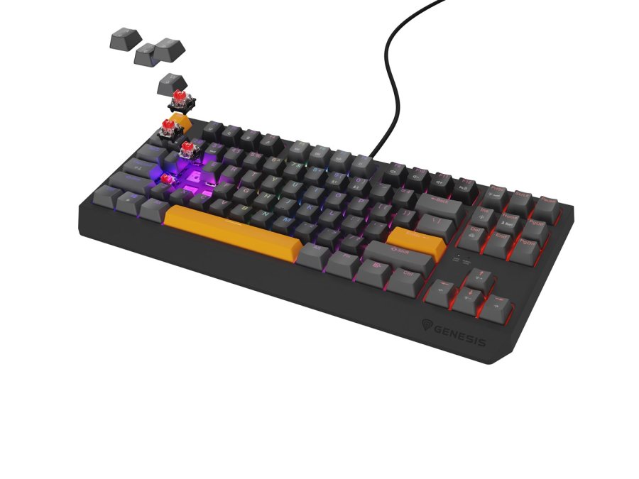 GENESIS Thor 230 TKL tastatur Spil USB + RF Wireless + Bluetooth QWERTY Sort, Gr, Orange #3