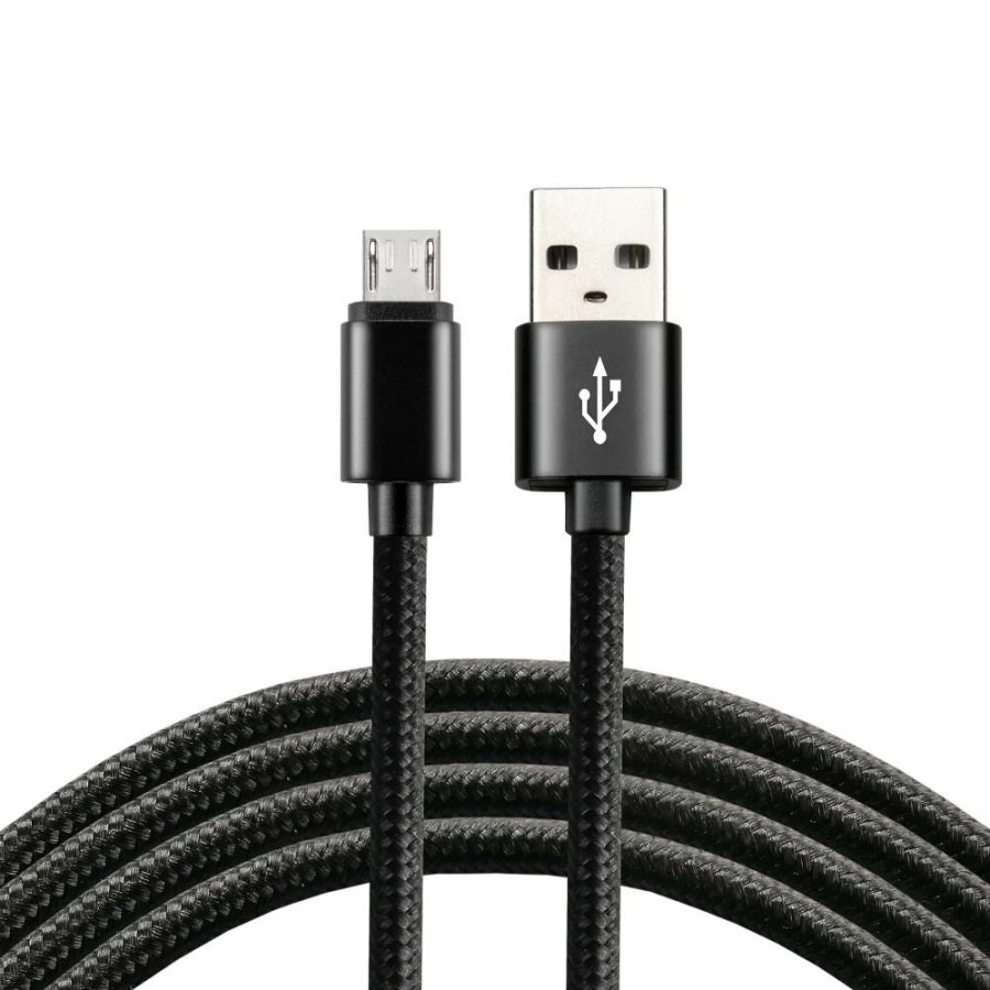 everActive micro USB-kabel 1m - Sort, flettet, understttelse af hurtig opladning, 2,4A - CBB-1MB #1