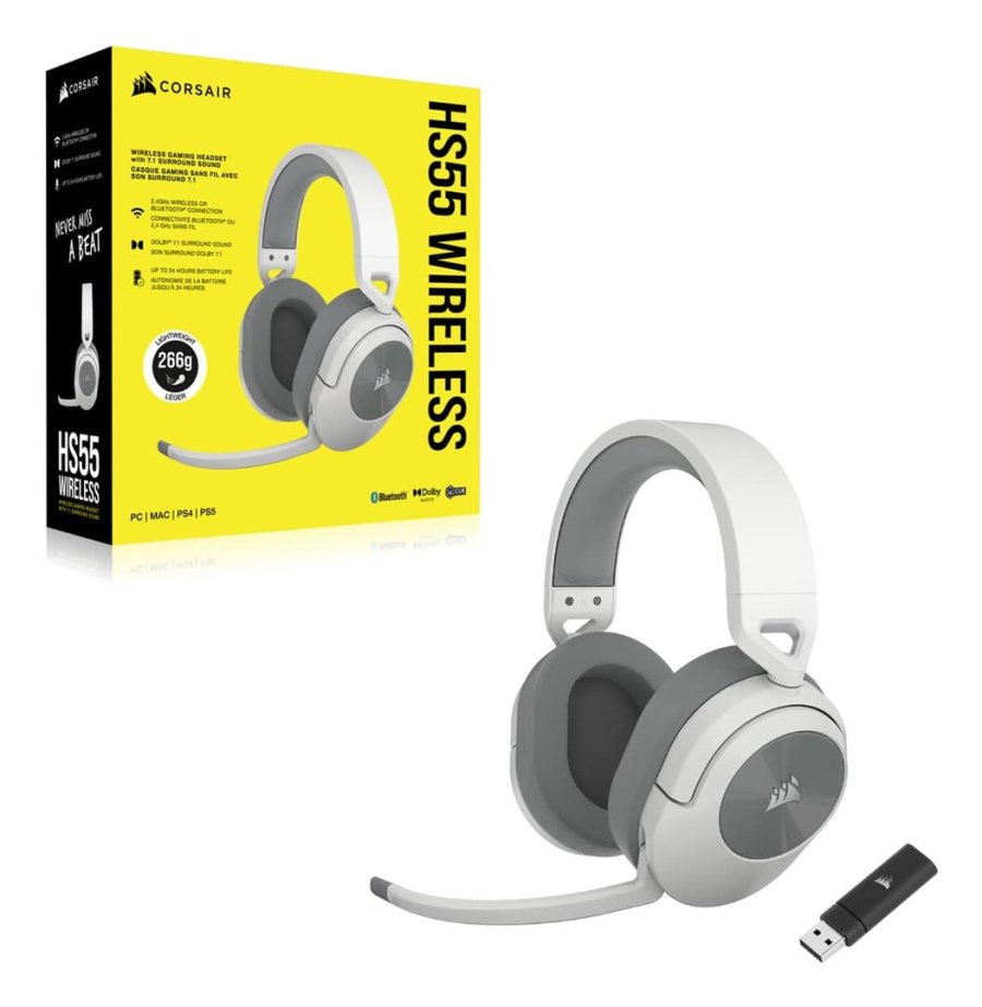 Corsair HS55 WIRELESS Headset Tr�dl�s Spil Bluetooth Hvid #7