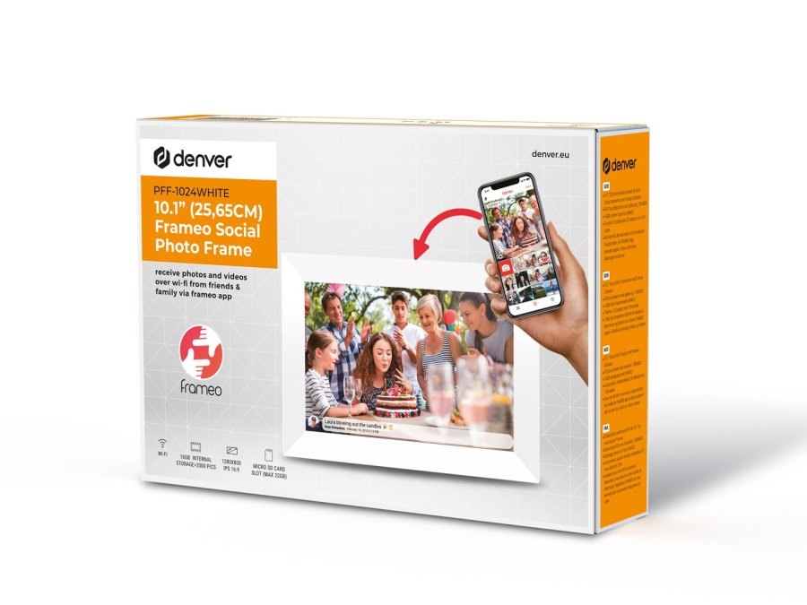 Denver PFF-1024WMK2 digital fotoramme Hvid 25,6 cm (10.1