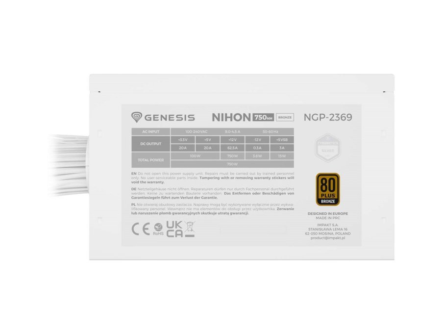 STR�MFORSYNING GENESIS NIHON 750NM HVID 750W 80+ BRONZE ATX 3.1 #7