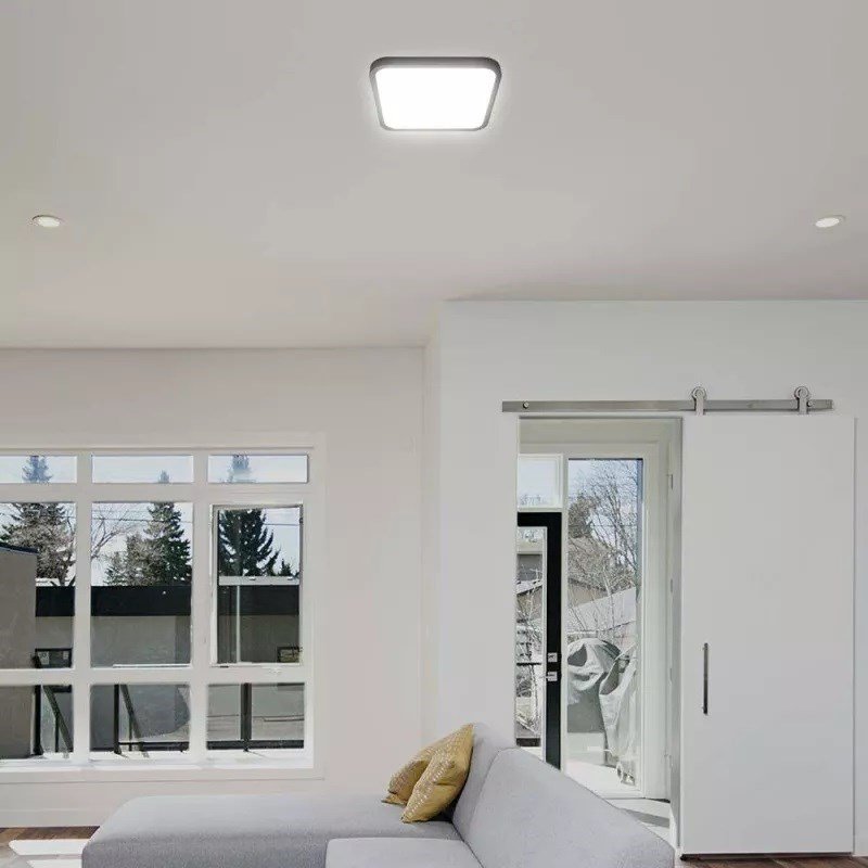 Plafond V-TAC VT-8630S overflademonteret 36W LED IP44 42x42cm bevgelsesdetektor 4000K 3820lm (SKU 76741) Sort #10