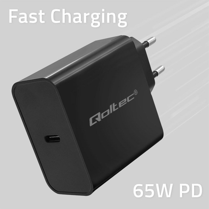 Qoltec 52379 Super hurtig PD oplader | 1xUSB-C | 65W | 5-20V | 3-3,25A | Sort #4
