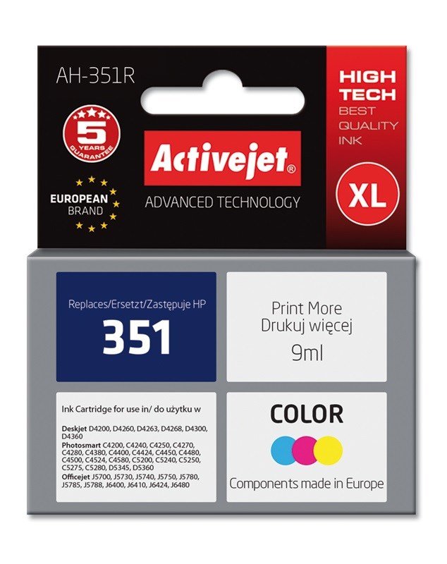 Activejet AH-351R blk (erstatning HP 351 CB337EE; Premium; 9 ml; farve) #1