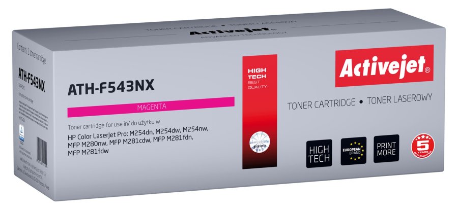 Activejet ATH-F543NX Tonerpatron til HP-printere; Erstatning HP 540 CF543X; Supreme; 2500 sider; magenta #1