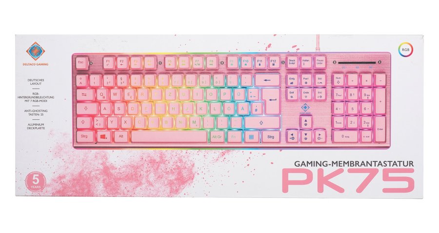 Deltaco Gaming PK75 RGB-tastatur, 105 taster, tysk layout, membrankontakt, USB #10