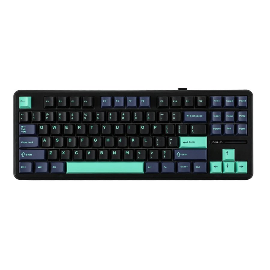 AULA Gasket F87 Pro Tastatur Sort Cyan Bl� GrayWoodV4 RGB #1