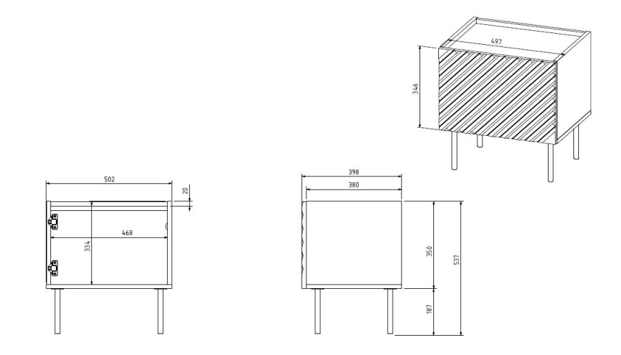 ONDA sengebord 2 stk. 50x40x54 Grn #4