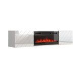 RTV LUXE-skab 182,6x34,5x37,5 hvid/blank hvid + sort pejs #1