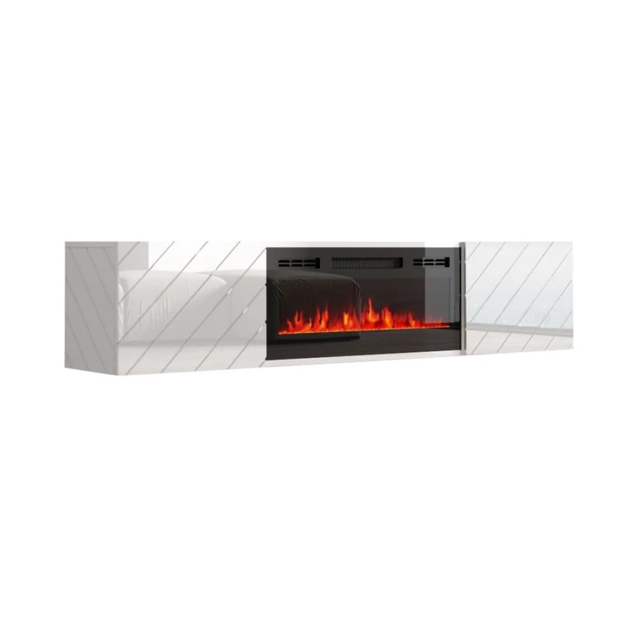 RTV LUXE-skab 182,6x34,5x37,5 hvid/blank hvid + sort pejs #1