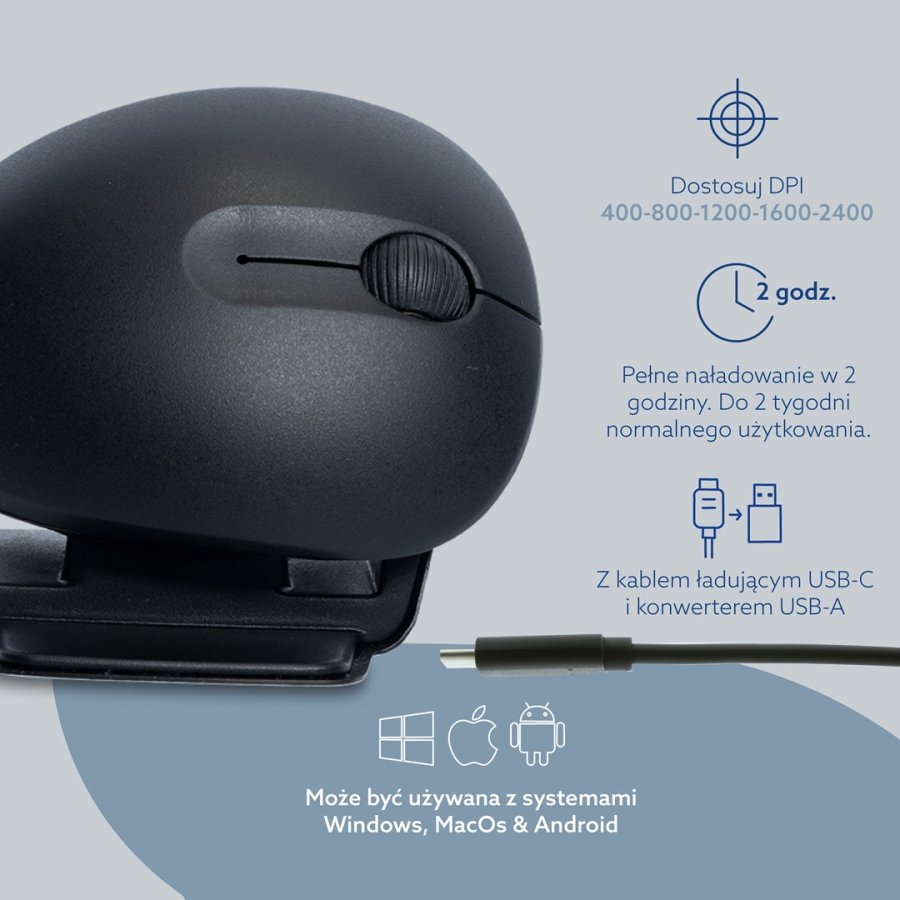 R-Go Tools RGOTWBMWLBL mus Kontor Ambidextrous Bluetooth + USB Type-A Optisk 2400 dpi #10
