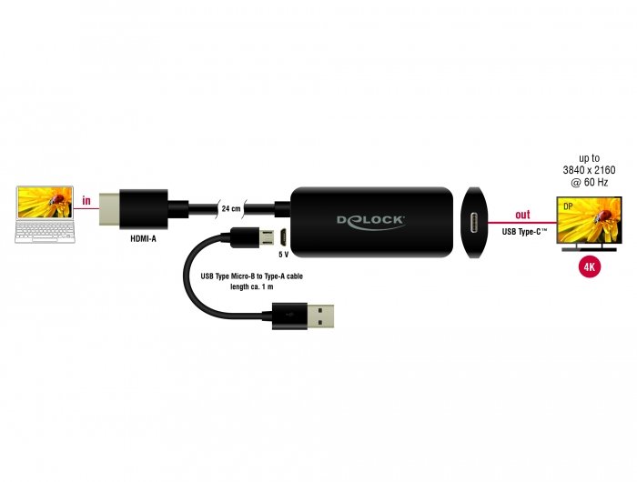 DeLOCK 63251 videokabel adapter HDMI Type A (Standard) USB Type-C Sort #2