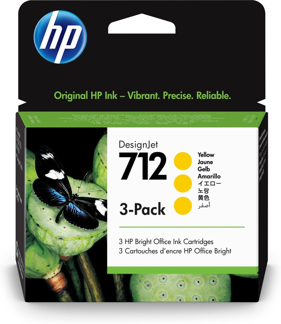 HP 712 DesignJet-blkpatron, gul, 3 stk., 29 ml #1