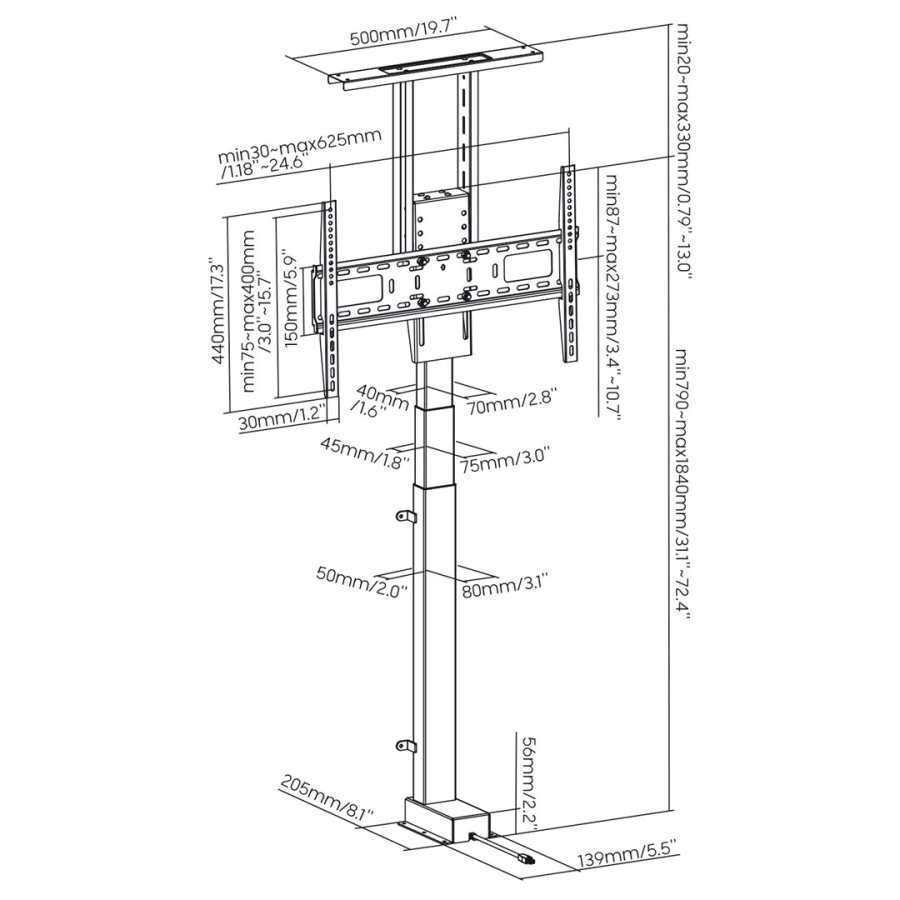 Elektrisk udtræksbeslag til Maclean, TUYA, 37'›-80‹', VESA 600x400, max 60 kg, MC-866T #8