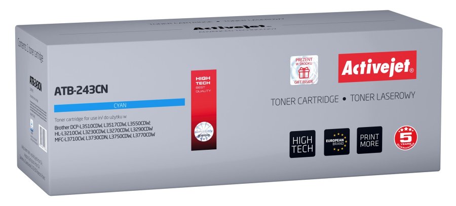 Activejet tonerkassette ATB-243CN (erstatning Brother TN-243C; Standard; 1000 sider; bl) #1
