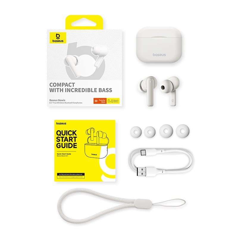 Baseus Bowie E17 Headset True Wireless Stereo (TWS) I rerne Opkald/musik USB Type-C Bluetooth Hvid #3