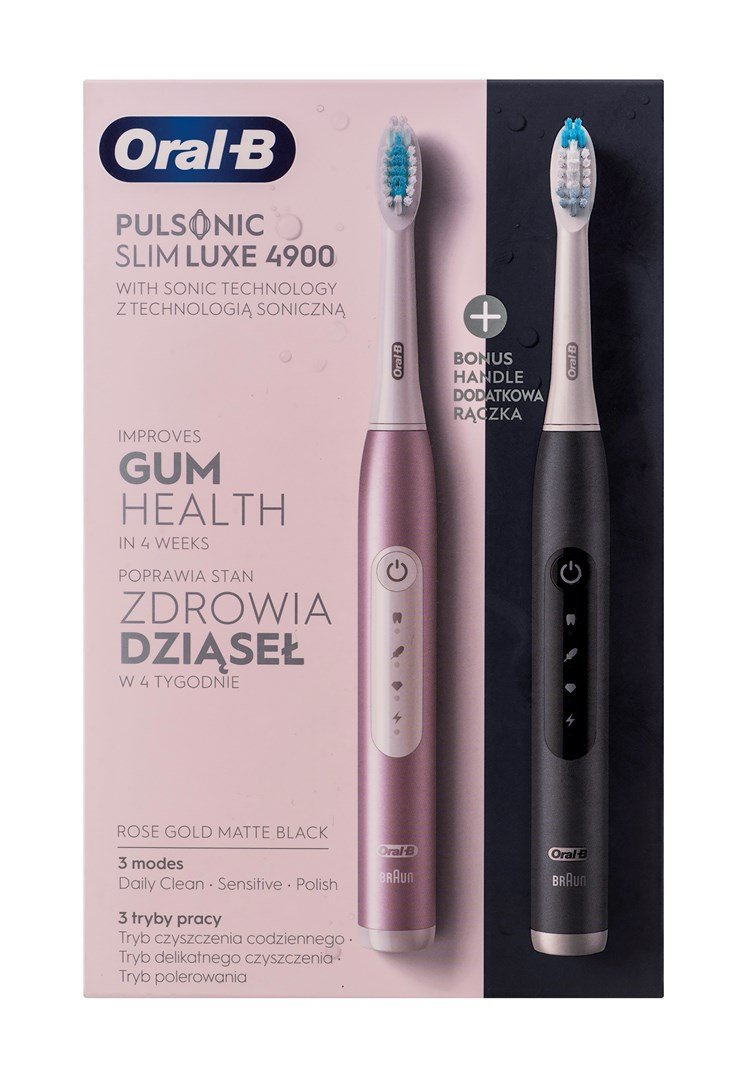 Oral-B Pulsonic Slim Luxe 4900 To soniske tandb�rster Sort, Pink #3
