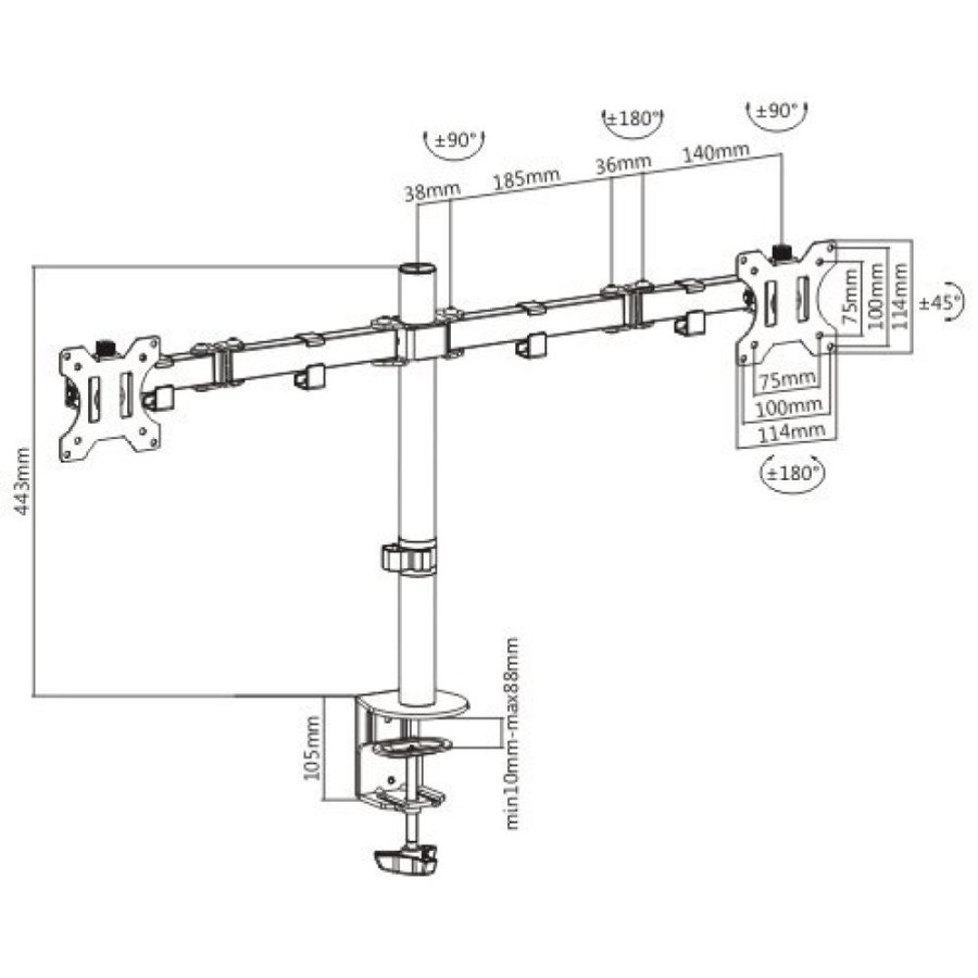 Techly ICA-LCD 582-D skrmbeslag og -stativer 81,3 cm (32