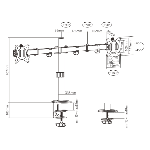 Gembird MA-D2-01 skrmbeslag og -stativer 81,3 cm (32