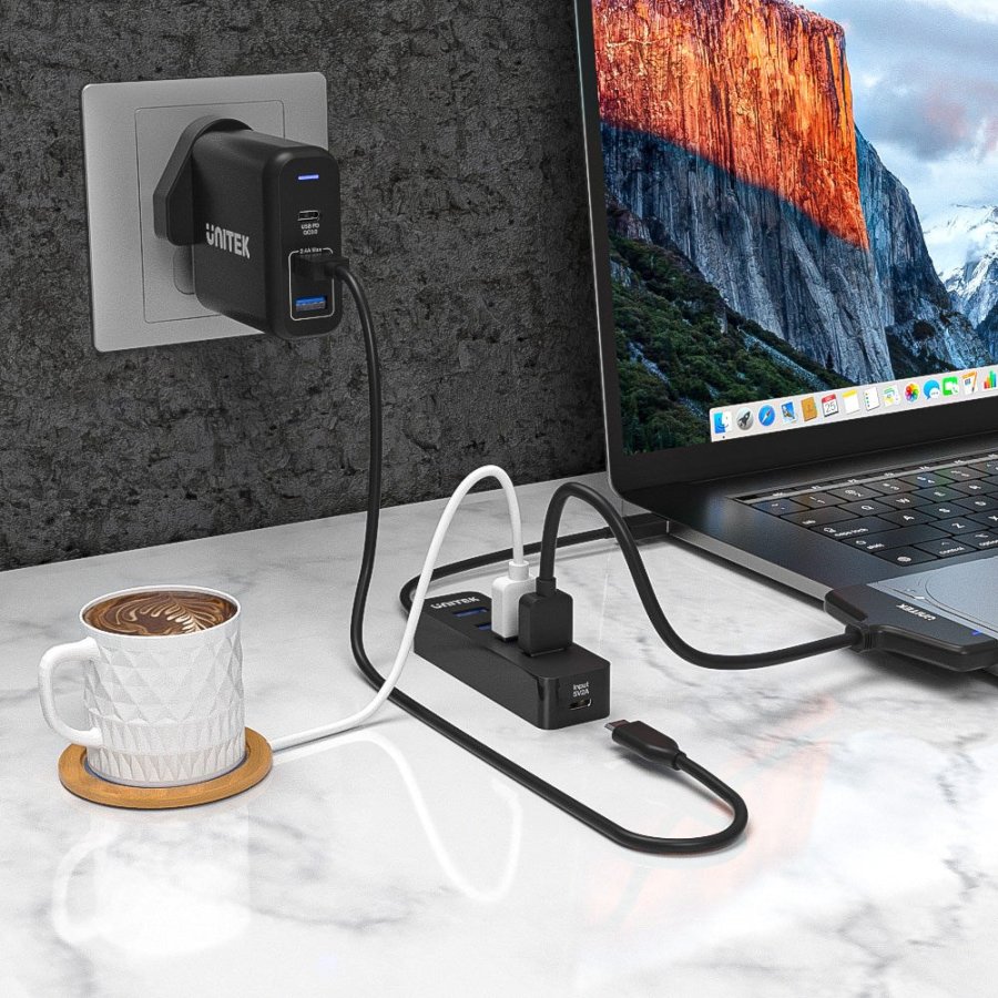 UNITEK uHUB Q4 USB 3.2 Gen 1 (3.1 Gen 1) Type-A 5000 Mbit/s Sort #6