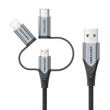 Vention CQJHF kabel til mobiltelefon Gr� 1 m USB A Lightning + micro-USB B + USB C #6