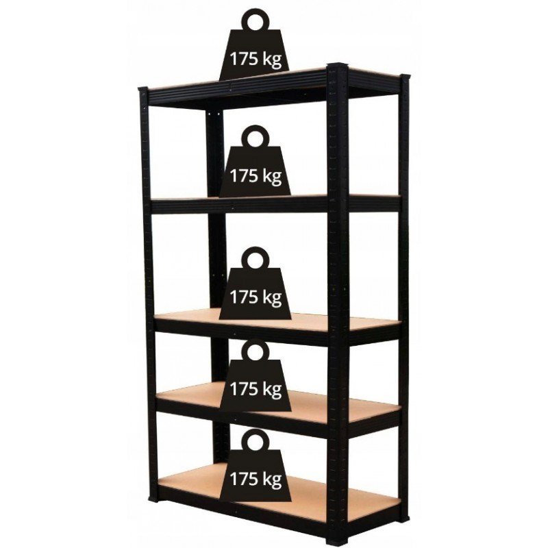 Topeshop REGA P9030 CZARNY lagerhylde til havevrktj Fritstende Galvaniseret stl, MDF #10