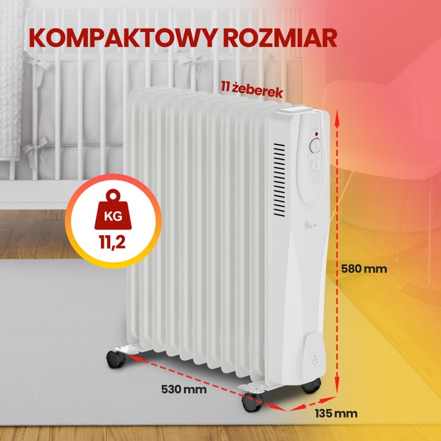 Extralink EX.30622 varmeapparat Indendrs Hvid 2500 W Olie elektrisk omrdevarmer #29